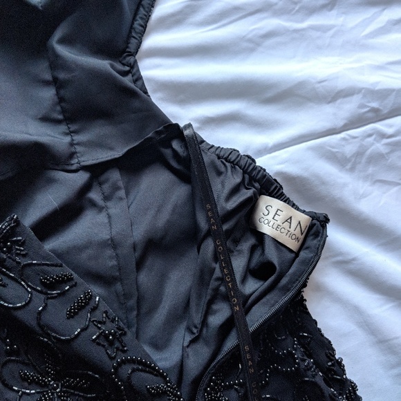 Vintage Silk Hand Beaded Black Dress Gown Wedding - Picture 8 of 8